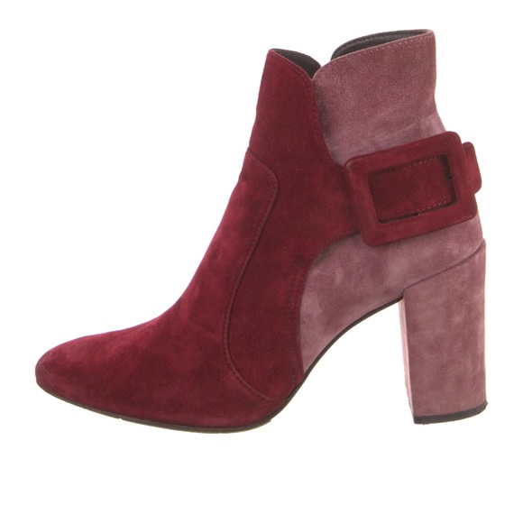 Roger Vivier Shoes - Roger Vivier red & pink suede Tres Vivier ankle boots 37 with box & dust bag.